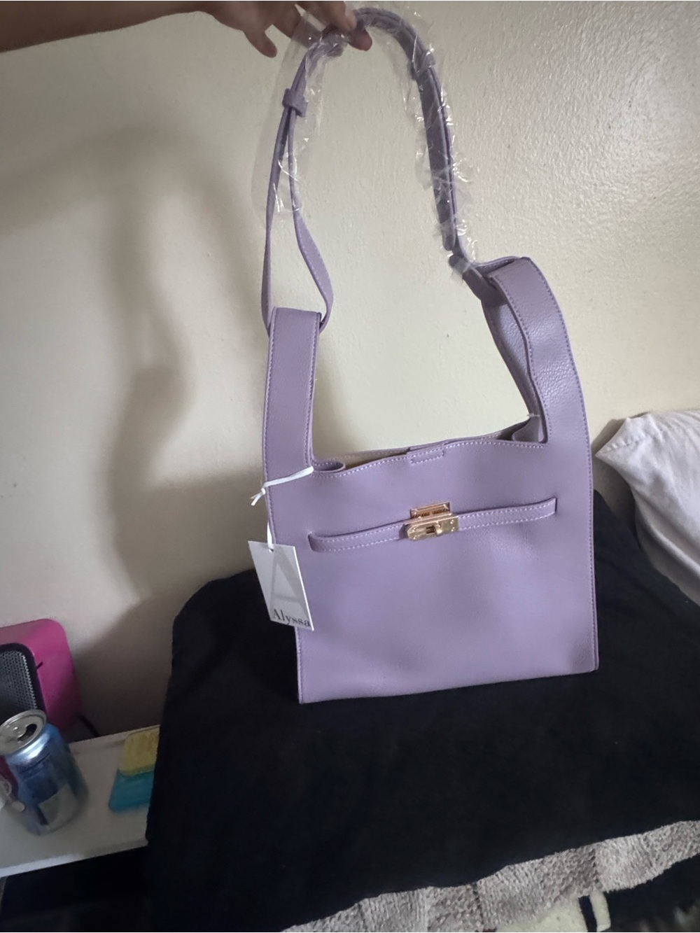 Alyssa Lilac Shoulder Bag with Gold-Tone Accent